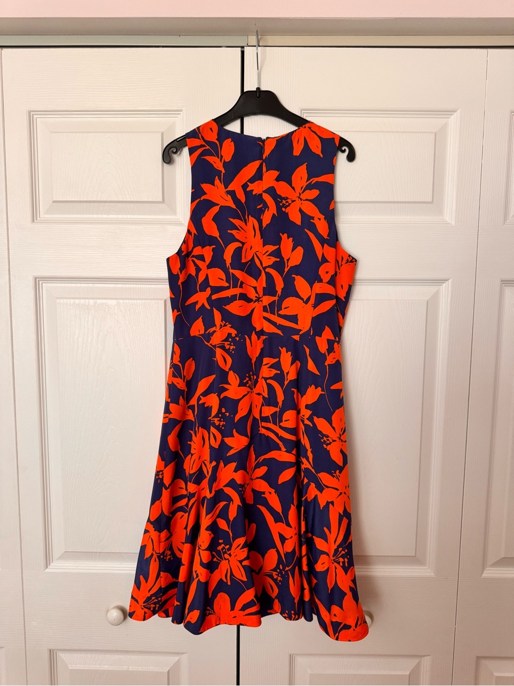 J.Crew - Silky Navy and Orange Floral A-Line Dress
